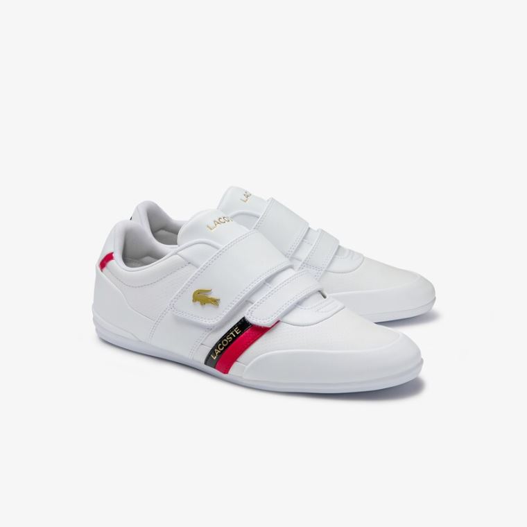 Lacoste Misano Pántos Bőr and Szintetikus Sneakers Fehér Piros | ovFzN3e2