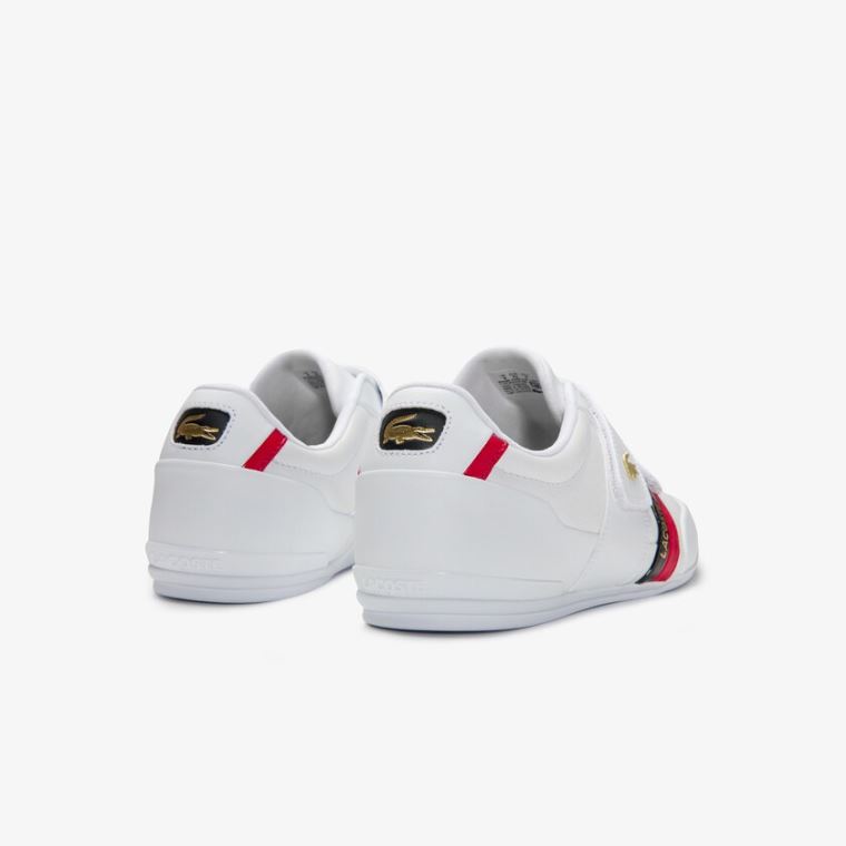 Lacoste Misano Pántos Bőr and Szintetikus Sneakers Fehér Piros | ovFzN3e2