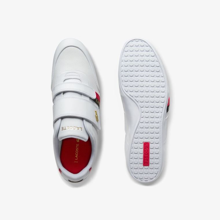 Lacoste Misano Pántos Bőr and Szintetikus Sneakers Fehér Piros | ovFzN3e2