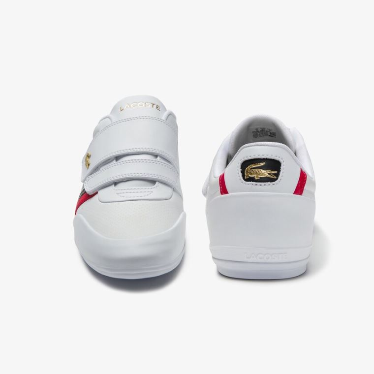 Lacoste Misano Pántos Bőr and Szintetikus Sneakers Fehér Piros | ovFzN3e2