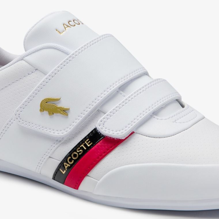 Lacoste Misano Pántos Bőr and Szintetikus Sneakers Fehér Piros | ovFzN3e2