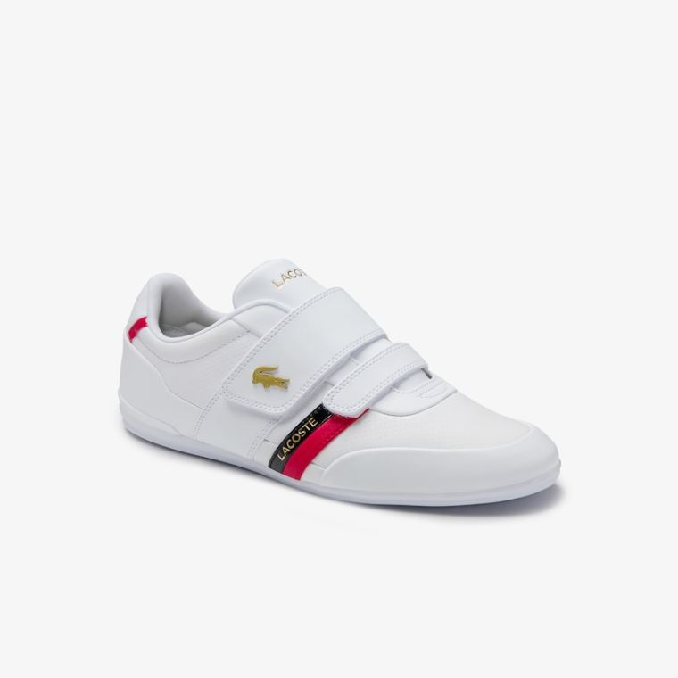 Lacoste Misano Pántos Bőr and Szintetikus Sneakers Fehér Piros | ovFzN3e2