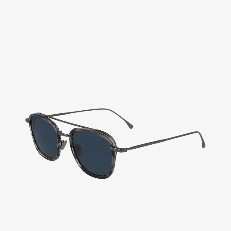 Lacoste Modified Rectangle Metal Novak Djokovic Capsule Sunglasses Szürke | D0jaQdiS