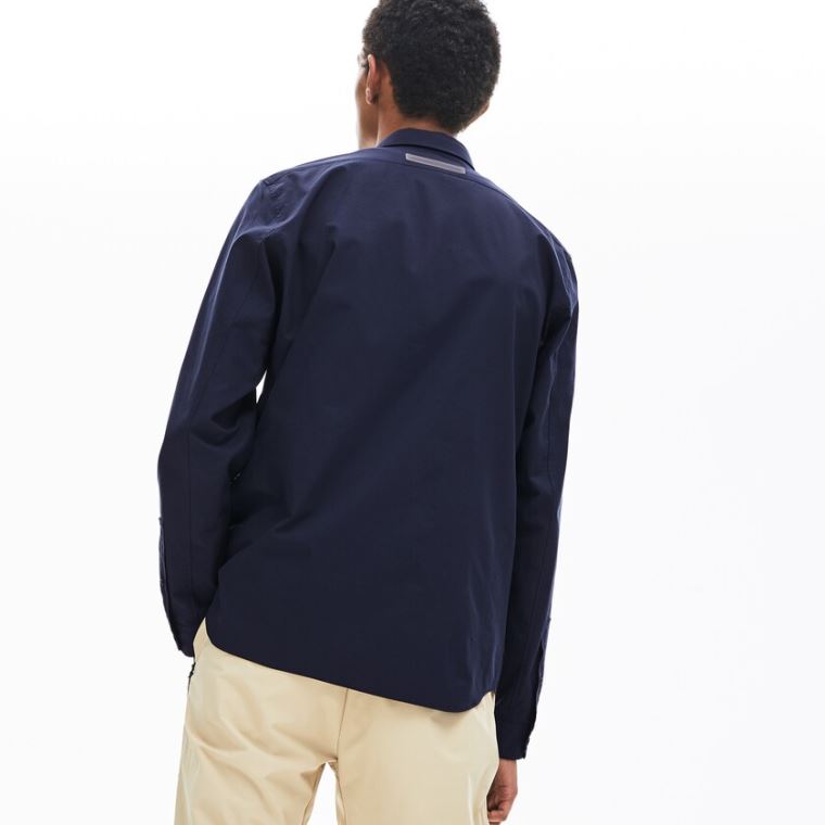 Lacoste Motion Légáteresztő Stretch Pamut Shirt Sötétkék Kék | mcyquRI0