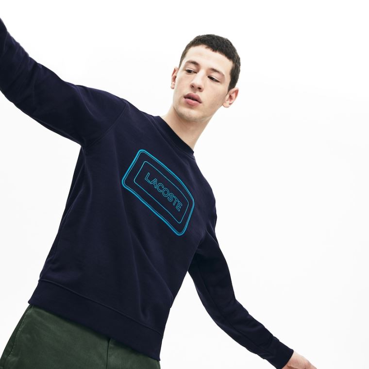 Lacoste Motion Regular Fit Crew Neck Pamut Sweatshirt Sötétkék Kék | oE8HBi4g