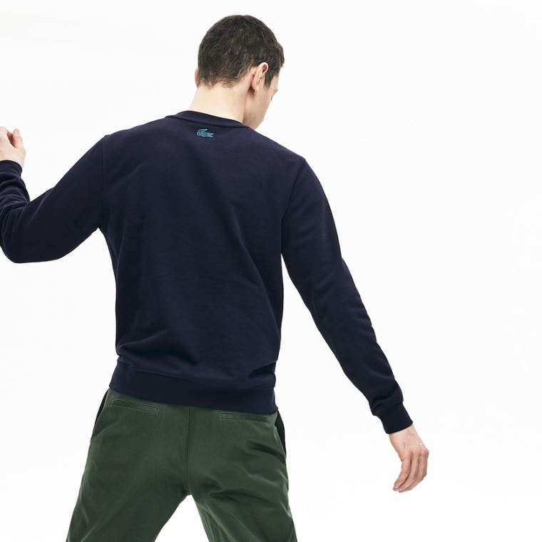 Lacoste Motion Regular Fit Crew Neck Pamut Sweatshirt Sötétkék Kék | oE8HBi4g