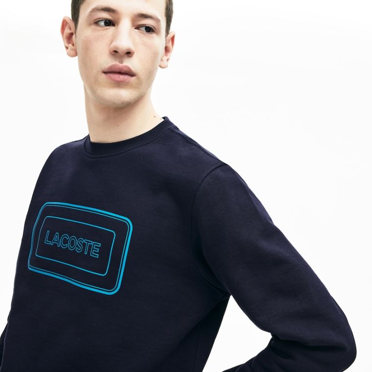 Lacoste Motion Regular Fit Crew Neck Pamut Sweatshirt Sötétkék Kék | oE8HBi4g