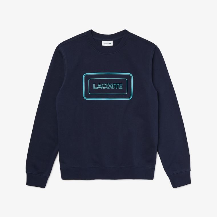 Lacoste Motion Regular Fit Crew Neck Pamut Sweatshirt Sötétkék Kék | oE8HBi4g