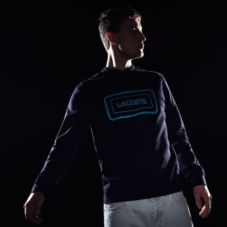 Lacoste Motion Regular Fit Crew Neck Pamut Sweatshirt Sötétkék Kék | oE8HBi4g