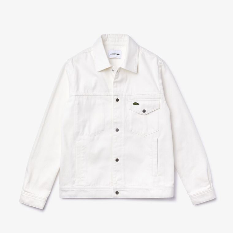 Lacoste Multi-Pocket Denim Jacket Fehér | gST9pa4k