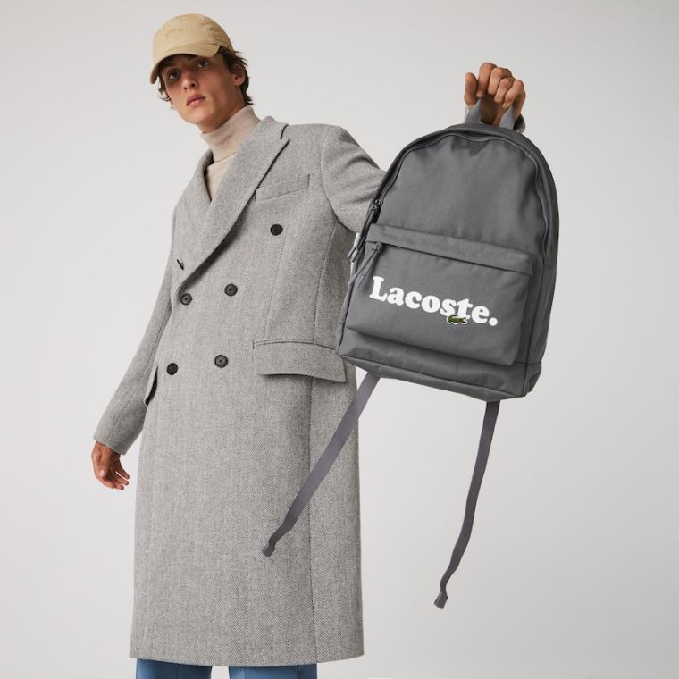 Lacoste Neocroc Branded Vászon Backpack Szürke | eW4DAoEX