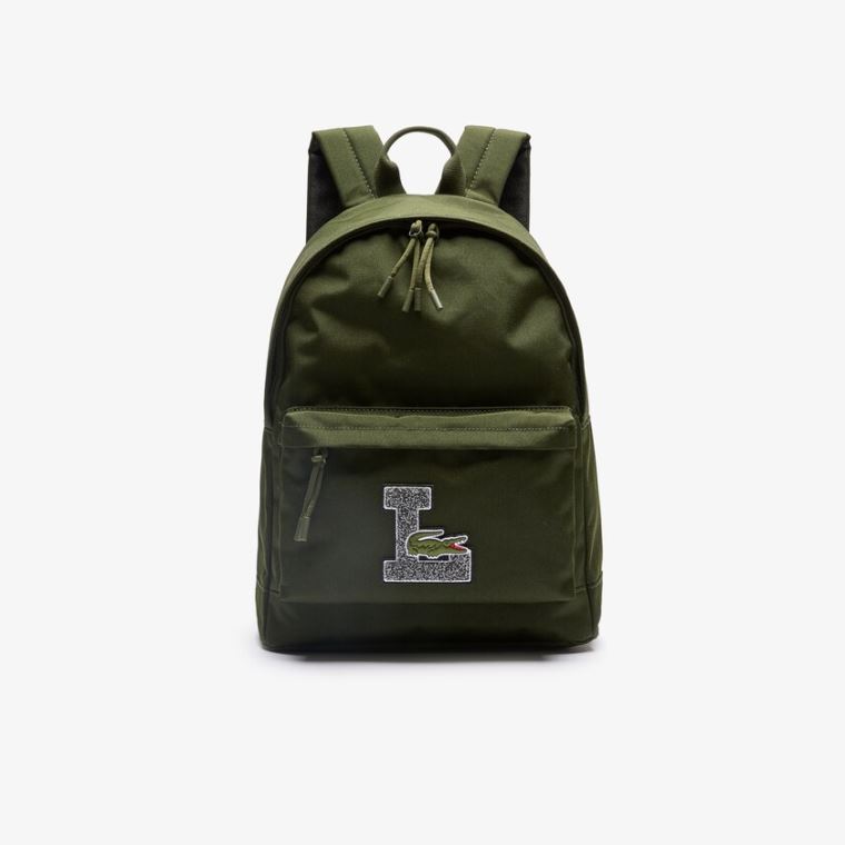 Lacoste Neocroc L Patch Vászon Backpack Olivazöld | oFhUNE2R