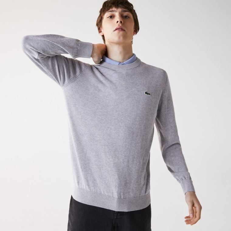 Lacoste Organic Pamut Crew Neck Pulóver Szürke | bf3gM59t