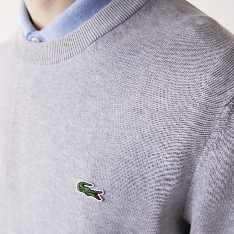 Lacoste Organic Pamut Crew Neck Pulóver Szürke | bf3gM59t