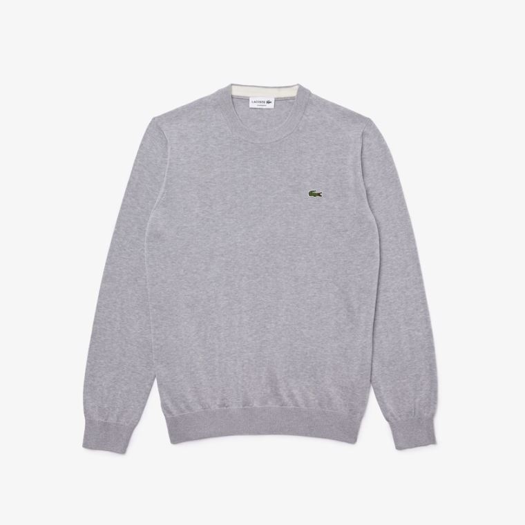 Lacoste Organic Pamut Crew Neck Pulóver Szürke | bf3gM59t