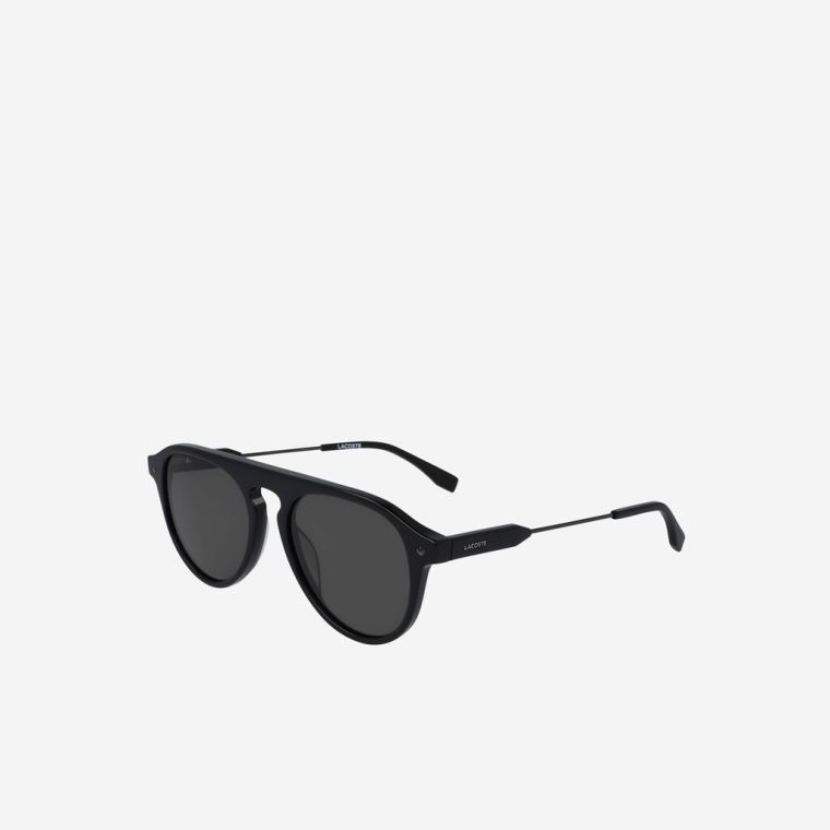 Lacoste Oval Acetate One Top Bridge Sunglasses Fekete | zJPL2Hg8