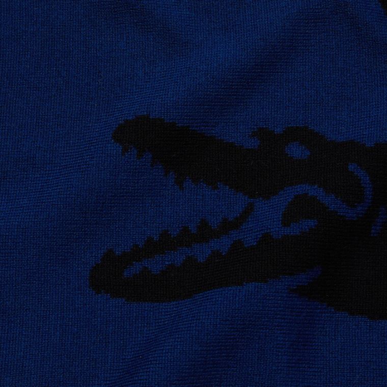 Lacoste Oversized Crocodile Rectangular Wool Scarf Fekete Kék | Dh1SfawZ