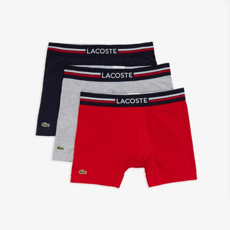 Lacoste Pack Of 3 Alkalmi Boxers Sötétkék Kék Szürke Piros | tEh0Tz8i