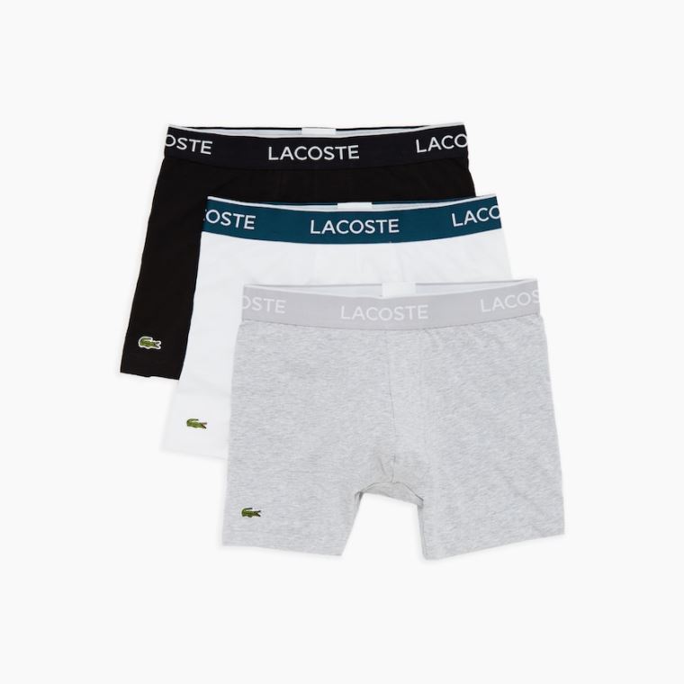 Lacoste Pack of 3 Boxer Briefs Fekete Fehér Szürke | OYoiDeLD