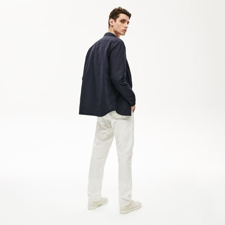 Lacoste Padded Solid Overshirt Sötétkék Kék | Hs42TlDU