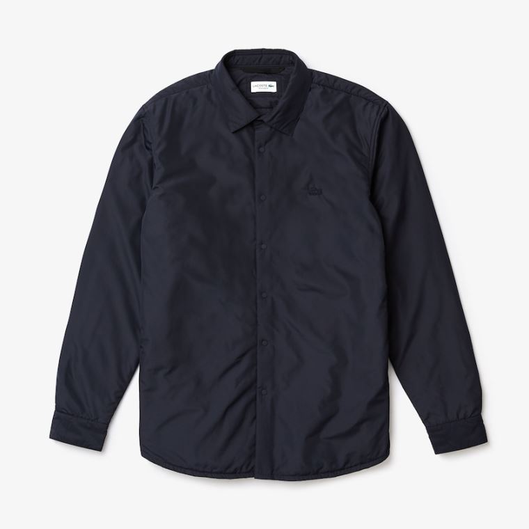 Lacoste Padded Solid Overshirt Sötétkék Kék | Hs42TlDU