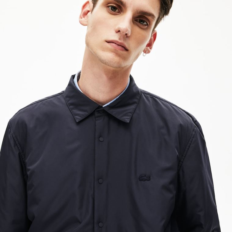 Lacoste Padded Solid Overshirt Sötétkék Kék | Hs42TlDU