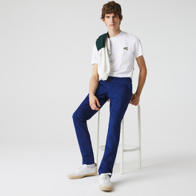 Lacoste Pamut-Linen Chinos Sötétkék Kék | 7c0XfEhV