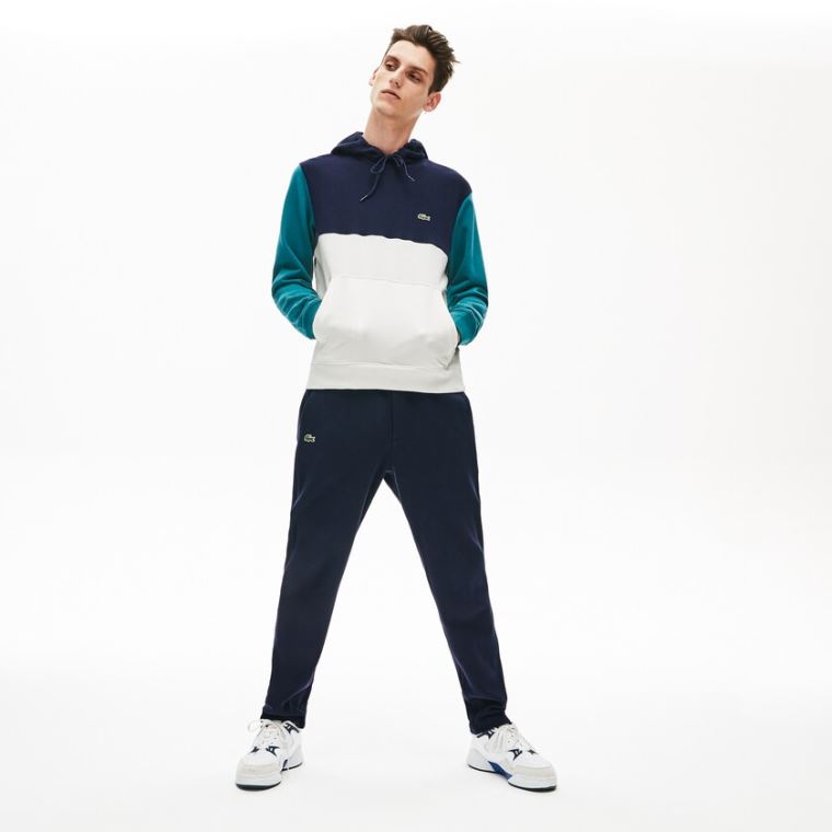 Lacoste Pamut-Piqué and French Terry Colorblock Sweatshirt Fehér Sötétkék Kék Zöld | kGlxwRJj