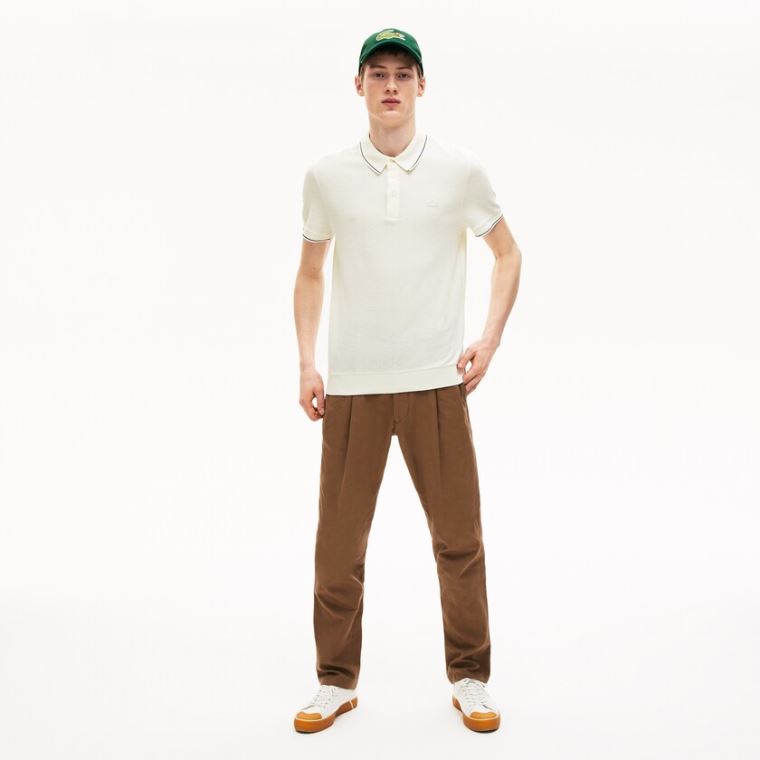 Lacoste Pamut-Silk Piqué Polo Shirt Fehér Fekete | dgZr2oe7