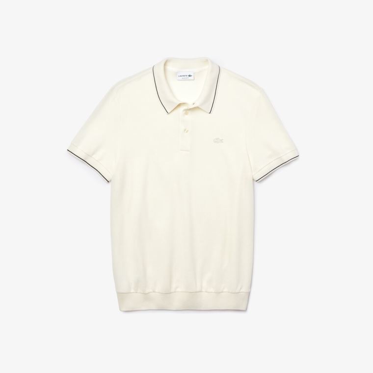 Lacoste Pamut-Silk Piqué Polo Shirt Fehér Fekete | opmwoUGi