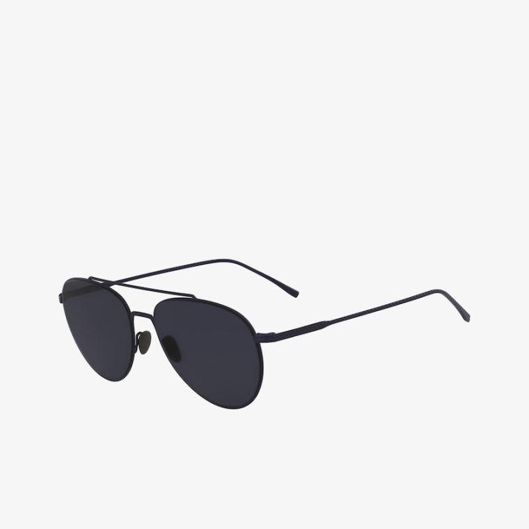 Lacoste Pilot Shape Metal Ultra-Thin Sunglasses Kék | KdmCPK8W