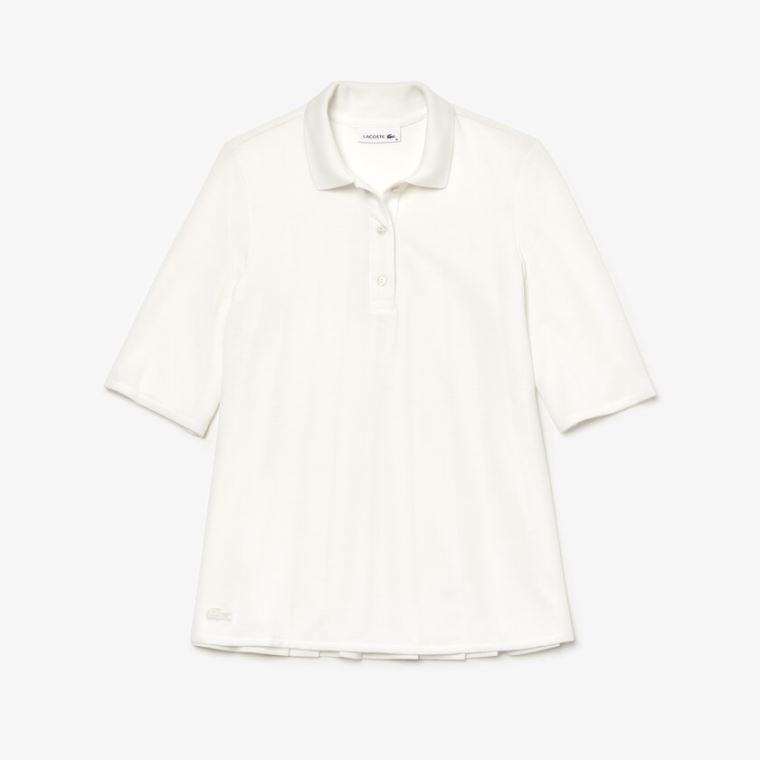 Lacoste Pleated Back Petit Piqué Polo Fehér | FAHGu2kI