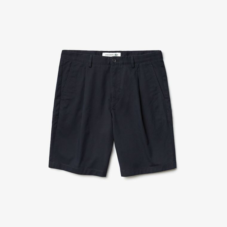 Lacoste Pleated Stretch Bermuda Shorts Sötétkék Kék | pLR0sg8W