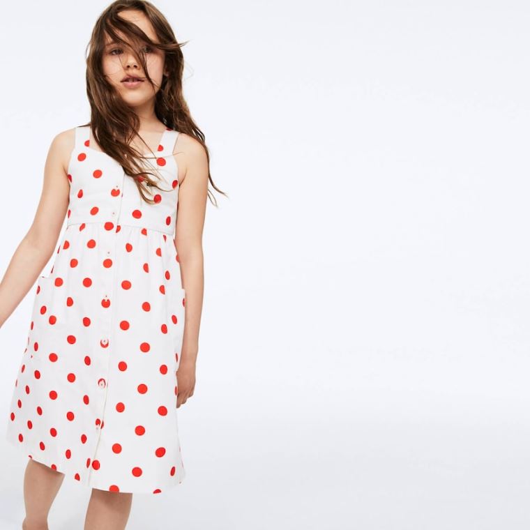 Lacoste Polka Dot Cross-back Ruha Fehér Piros | J6BvrfjO