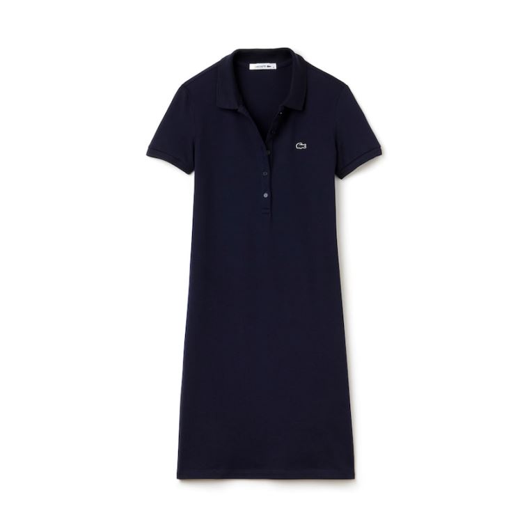 Lacoste Polo dress in stretch mini piqué Sötétkék Kék | 8RcDhxCe