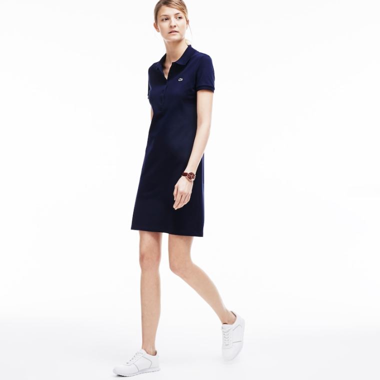 Lacoste Polo dress in stretch mini piqué Sötétkék Kék | 8RcDhxCe