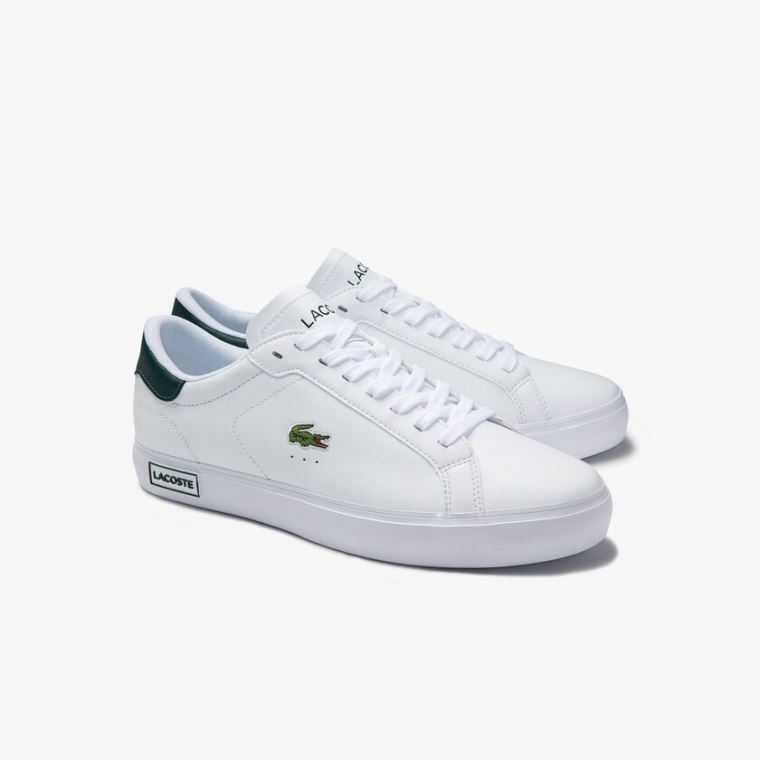 Lacoste Power Court Low Top Sneakers Fehér Sötétzöld | E98lLCPi