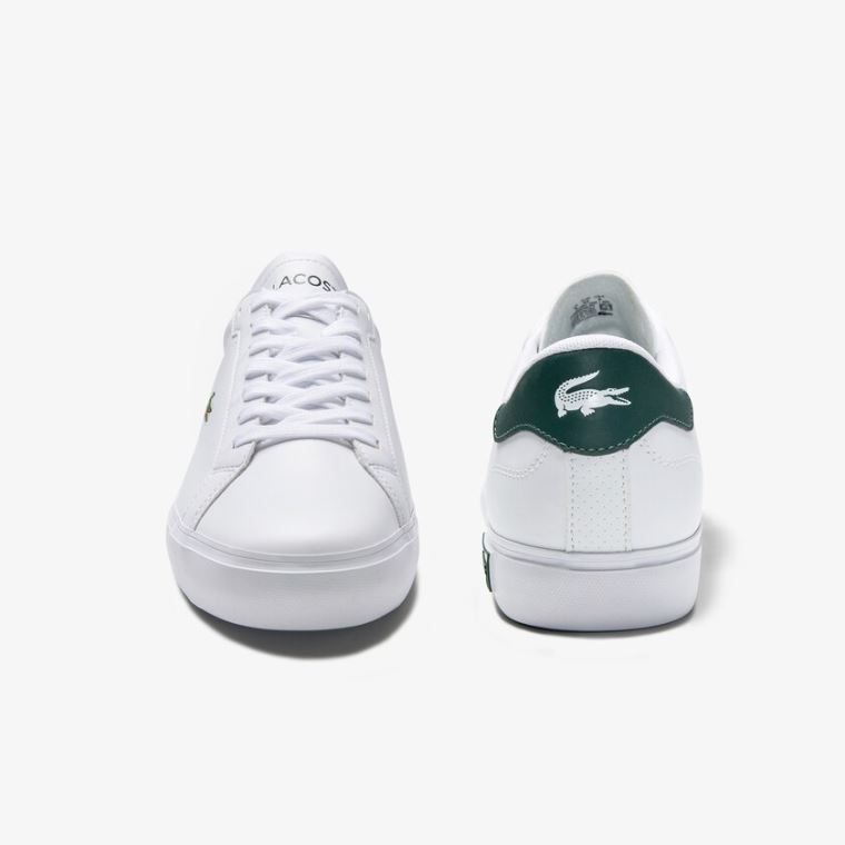 Lacoste Power Court Low Top Sneakers Fehér Sötétzöld | E98lLCPi