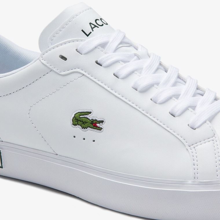 Lacoste Power Court Low Top Sneakers Fehér Sötétzöld | E98lLCPi