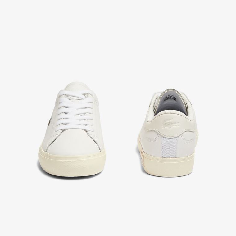 Lacoste Powercourt Bőr Popped Heal Sneakers Fehér Szürke | gT6RjTwX