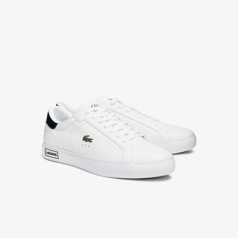 Lacoste Powercourt Bőr Sneakers Fehér Bézs | yNIp4y8p