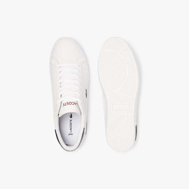 Lacoste Powercourt Bőr Sneakers Fehér Bézs | yNIp4y8p