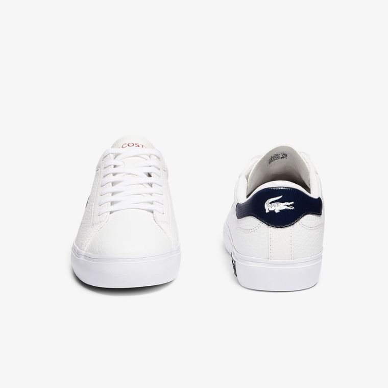 Lacoste Powercourt Bőr Sneakers Fehér Bézs | yNIp4y8p