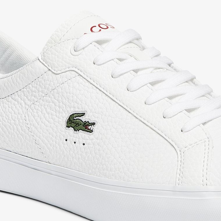 Lacoste Powercourt Bőr Sneakers Fehér Bézs | yNIp4y8p