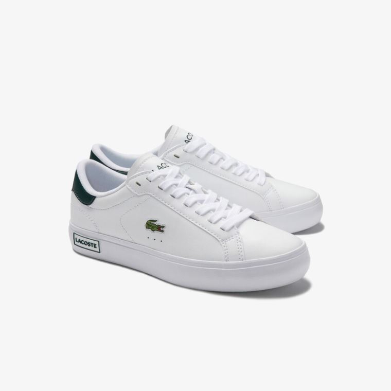 Lacoste Powercourt Bőr Sneakers Fehér Sötétzöld | ljheeAue