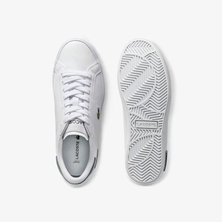 Lacoste Powercourt Bőr Sneakers Fehér Sötétzöld | ljheeAue