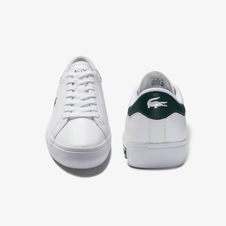 Lacoste Powercourt Bőr Sneakers Fehér Sötétzöld | ljheeAue