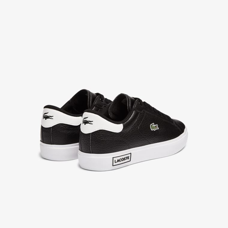 Lacoste Powercourt Bőr and Szintetikus Sneakers Fekete Fehér | 5PbeYpAq