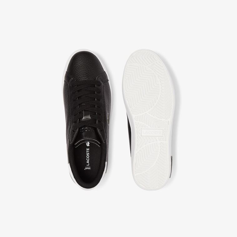 Lacoste Powercourt Bőr and Szintetikus Sneakers Fekete Fehér | 5PbeYpAq