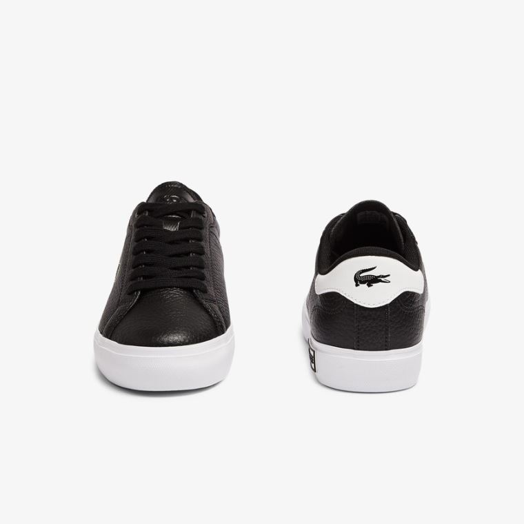 Lacoste Powercourt Bőr and Szintetikus Sneakers Fekete Fehér | 5PbeYpAq